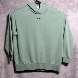 Nike Hoodie Womens Large Washed Green Center Swoosh Hooded Sweatshirt DD5640-357